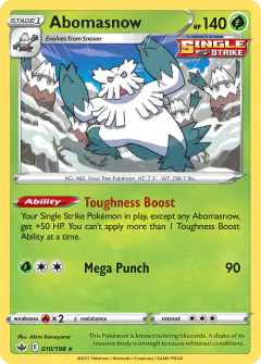 Abomasnow card (Chilling Reign 10) with Snover in the artwork