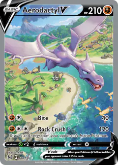 Aerodactyl V card (Lost Origin 180) with Tirtouga in the artwork