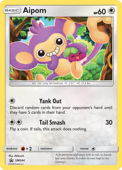 Aipom card (Sun & Moon Black Star Promos 244) with Bounsweet in the artwork
