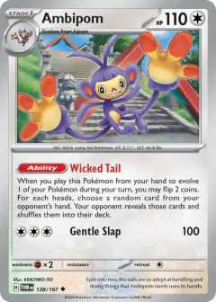 Ambipom card (Twilight Masquerade 138) with Hisuian Growlithe in the artwork
