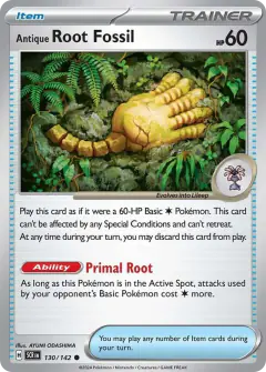 Antique Root Fossil card (Stellar Crown 130) with Lileep in the artwork