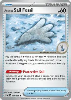 Antique Sail Fossil card (Perfect Order 69) with Amaura in the artwork