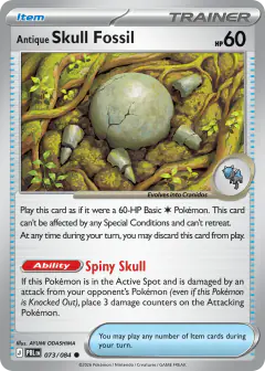 Antique Skull Fossil card (Pitch Black 73) with Cranidos in the artwork