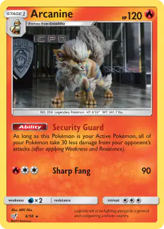 Arcanine card (Detective Pikachu 6) with Victini in the artwork