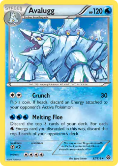 Avalugg card (Steam Siege 37) with Bergmite in the artwork