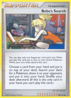 Bebe's Search card (Rising Rivals 89) with Happiny in the artwork