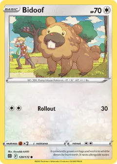 Bidoof card (Brilliant Stars 120) with Barry in the artwork