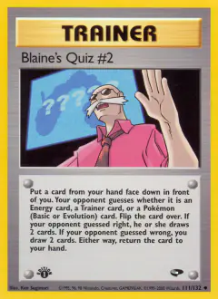 Blaine's Quiz #2 card (Gym Challenge 111) with Onix in the artwork