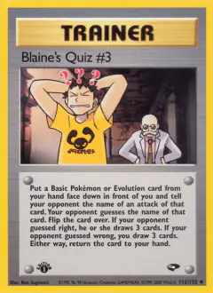 Blaine's Quiz #3 card (Gym Challenge 112) with Brock in the artwork