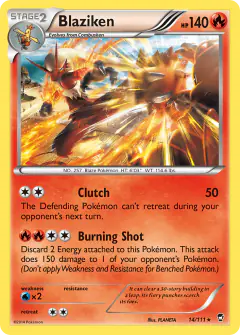Blaziken card (Furious Fists 14) with Dragonite in the artwork