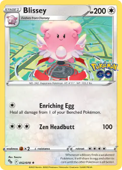 Blissey card (Pokémon GO 52) with Moltres in the artwork