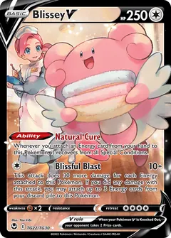 Blissey V card (Silver Tempest Trainer Gallery TG22) with Pokémon Center Lady in the artwork