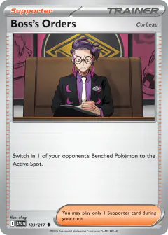 Boss's Orders [Corbeau] card (Ascended Heroes 183) with Steelix in the artwork