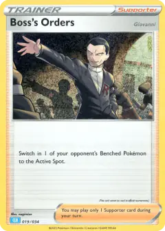 Boss's Orders [Giovanni] card (Pokémon TCG Classic - Blastoise 19) with Team Rocket Grunt in the artwork