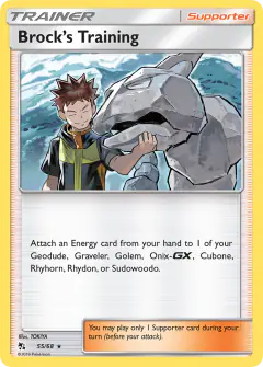 Brock's Training card (Hidden Fates 55) with Onix in the artwork