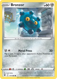 Bronzor card (Astral Radiance 111) with Arceus in the artwork