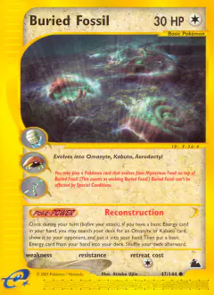Buried Fossil card (Skyridge 47) with Kabuto in the artwork
