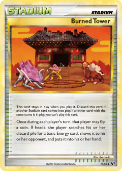 Burned Tower card (HS—Undaunted 71) with Suicune in the artwork