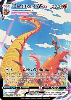 Centiskorch VMAX card (Lost Origin Trainer Gallery TG15) with Kabu in the artwork