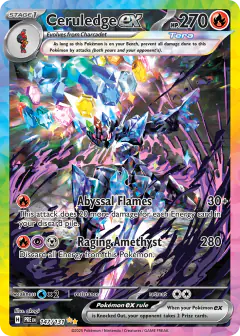 Ceruledge ex card (Prismatic Evolutions 147) with Terapagos in the artwork