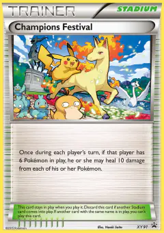 Champions Festival card (XY Black Star Promos 91) with Pikachu in the artwork