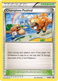 Champions Festival card (BW Black Star Promos 95) with Pikachu in the artwork