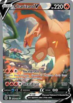 Charizard V card (Brilliant Stars 154) with Venusaur in the artwork