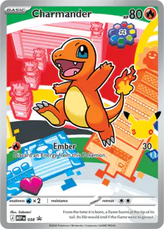 Charmander card (Mega Evolution Black Star Promos 38) with Snorlax in the artwork