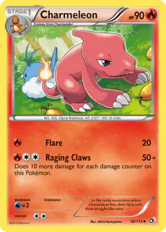 Charmeleon card (Legendary Treasures 18) with Swablu in the artwork