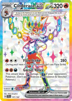 Cinderace ex card (Stellar Crown 157) with Terapagos in the artwork