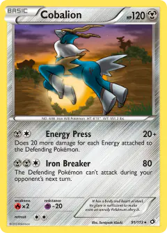 Cobalion card (Legendary Treasures 91) with Virizion in the artwork
