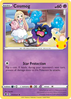 Cosmog card (Celebrations 13) with Lillie in the artwork