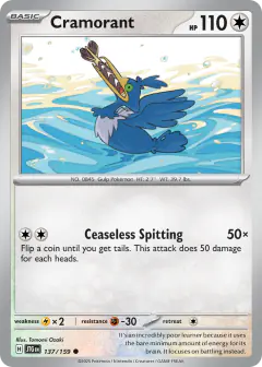Cramorant card (Journey Together 137) with Arrokuda in the artwork