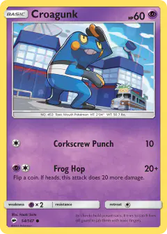 Croagunk card (Burning Shadows 54) with Alolan Exeggutor in the artwork
