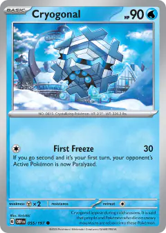 Cryogonal card (Obsidian Flames 55) with Lampent in the artwork