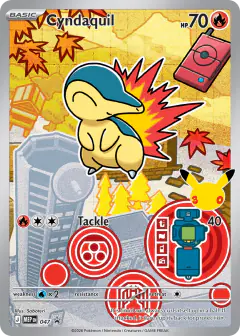 Cyndaquil card (Mega Evolution Black Star Promos 47) with Unown in the artwork