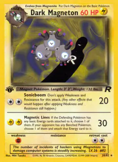 Dark Magneton card (Team Rocket 28) with Team Rocket Grunt in the artwork