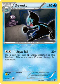 Dewott card (Legendary Treasures 38) with Grimer in the artwork