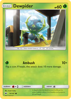 Dewpider card (Burning Shadows 14) with Altaria in the artwork