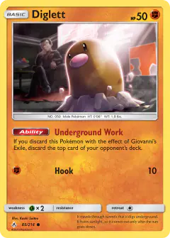 Diglett card (Unbroken Bonds 85) with Giovanni in the artwork