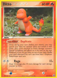 Ditto card (Delta Species 37) with Charmander in the artwork