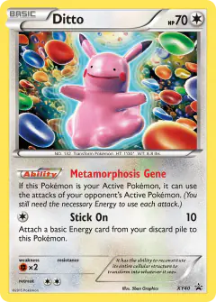 Ditto card (XY Black Star Promos 40) with Pikachu in the artwork
