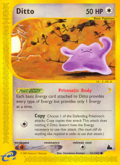 Ditto card (Skyridge 51) with Pikachu in the artwork