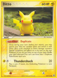 Ditto card (Delta Species 63) with Pikachu in the artwork