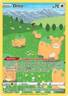 Ditto card (Crown Zenith Galarian Gallery GG22) with Numel in the artwork