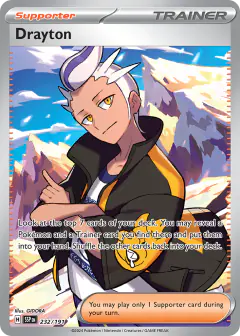 Drayton card (Surging Sparks 232) with Maschiff in the artwork