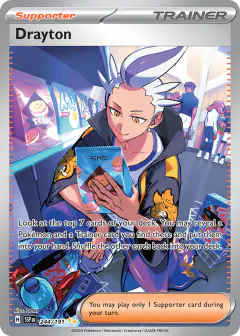 Drayton card (Surging Sparks 244) with Maschiff in the artwork