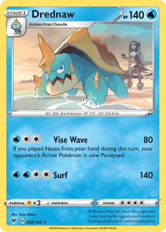 Drednaw card (Vivid Voltage 39) with Nessa in the artwork