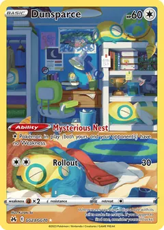 Dunsparce card (Crown Zenith Galarian Gallery GG23) with Omastar in the artwork