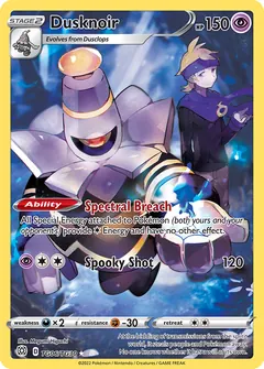 Dusknoir card (Brilliant Stars Trainer Gallery TG06) with Morty in the artwork